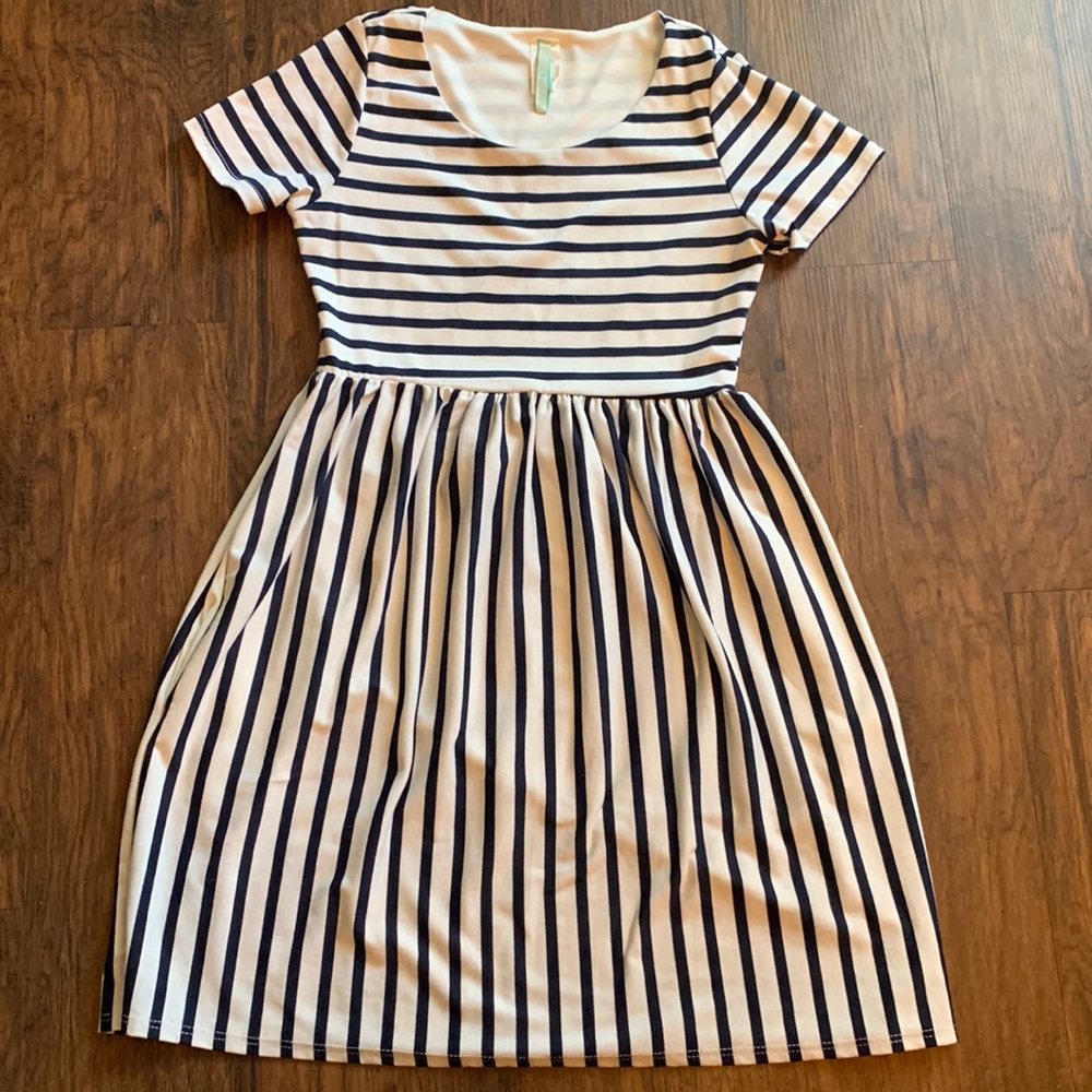 Bellamie Navy and White Striped Dress